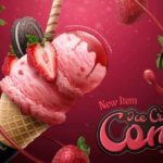 Strawberry Ice Cream Cone Ads With Chocolate