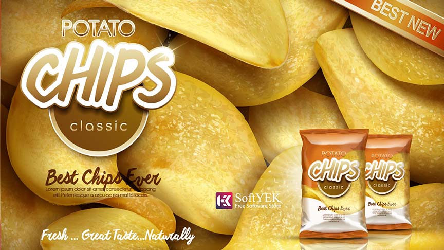 Advertising Poster Concept Potato Chips Chocolate Sweets vector Free Download