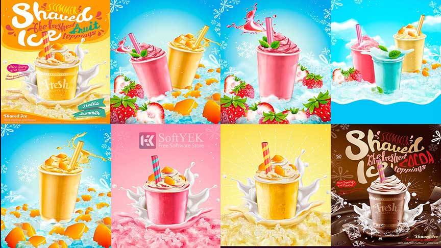 3D Vector Illustration With Fruits And Drinks free download