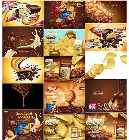 Advertising Poster Concept Potato Chips Chocolate Sweets Free Download